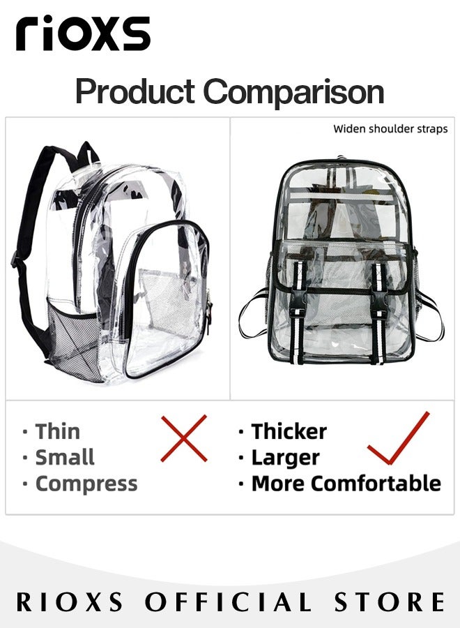RIOXS Clear Backpack Heavy Duty PVC Transparent Backpack Large See Through Backpack Clear Bookbag for Student School Work Travel - Image 5